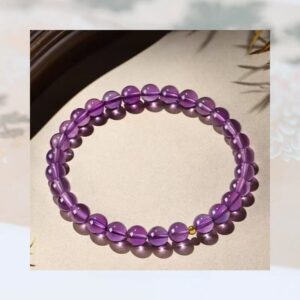 amethyst gold plated bead bracelet